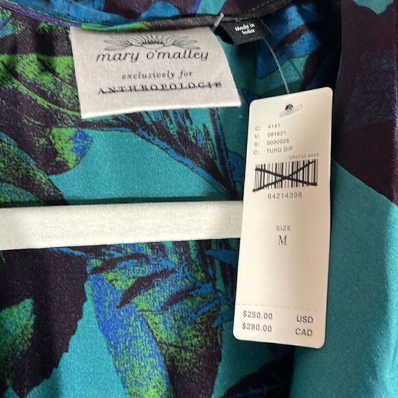 ANTHROPOLOGIE BY MARY O’MOLLY SILK JUMPSUIT IN BLUE GREEN FLORAL MEDIUM NWT - Picture 5 of 12